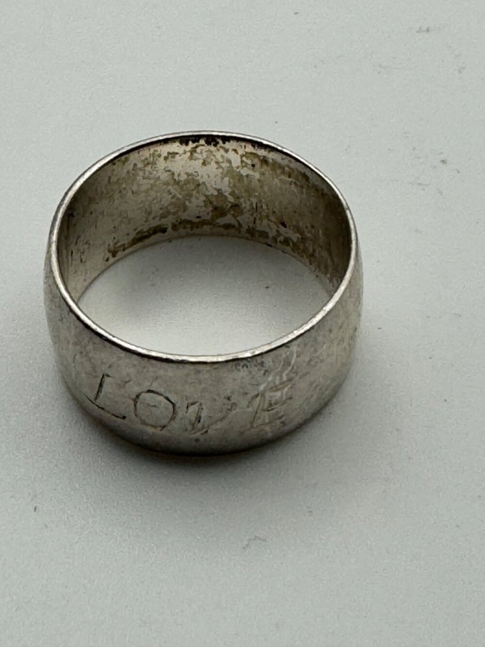 Vintage Sterling Silver 925 Band Ring Love Engraving 7.42g 10mm